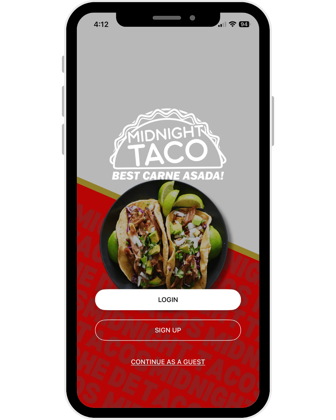 Midnight Taco mobile app — order Mexican food in Downtown Gilbert